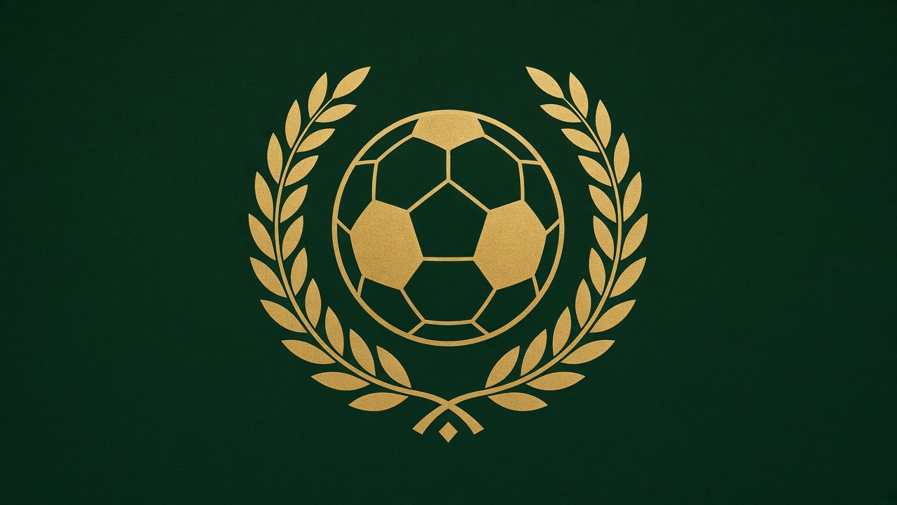 Gold football and laurel